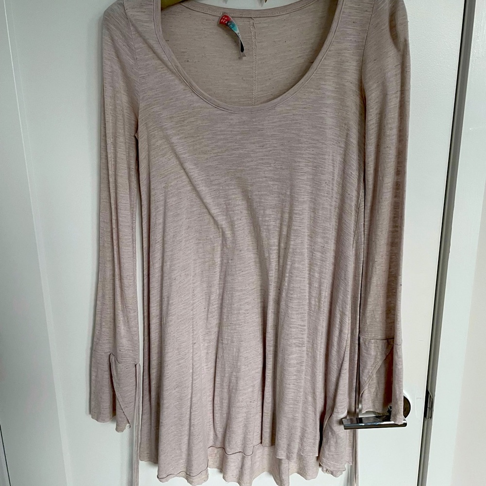 Free People Beige Long Sleeve Dress
